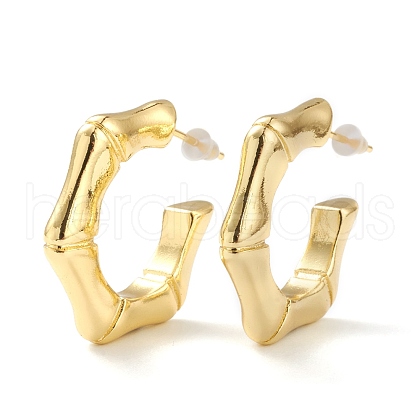Brass Half Hoop Earrings EJEW-A056-06G-1