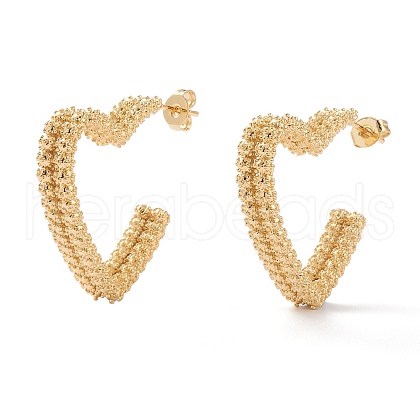 Brass Half Hoop Earrings EJEW-J101-10G-1