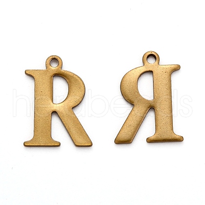 304 Stainless Steel Alphabet Charms STAS-H122-R-AB-1