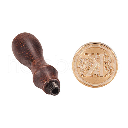 DIY Letter Scrapbook Brass Wax Seal Stamps and Wood Handle Sets AJEW-PH0010-K-1