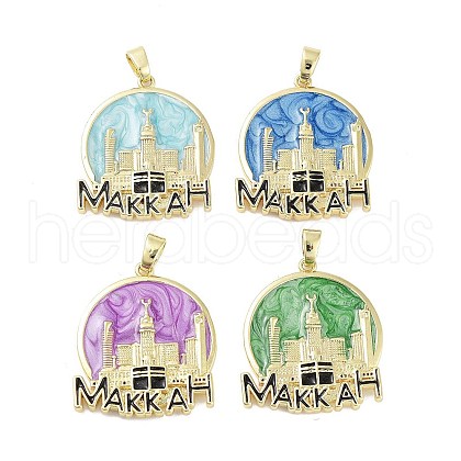 Rack Plating Brass Enamel Pendants KK-H474-21G-1