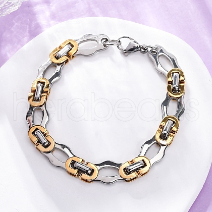 201 Stainless Steel Byzantine Chain Bracelets BJEW-B078-151GP-1