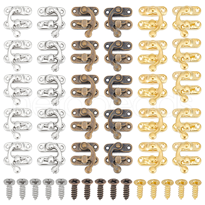 Olycraft 30Pcs 6 Colors Iron Latch Hook Hasp Horn Lock with Screws FIND-OC0003-42-1