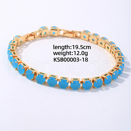 Hip-hop Brass Micro Cubic Zirconia Link Chain Bracelets for Men and Women FX8797-18-1