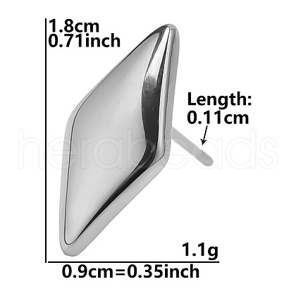 Non-Tarnish Classic Vintage Rhombus 304 Stainless Steel Stud Earrings for Women GS5707-9-1