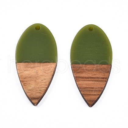 Opaque Resin & Walnut Wood Pendants RESI-N025-031-B02-1