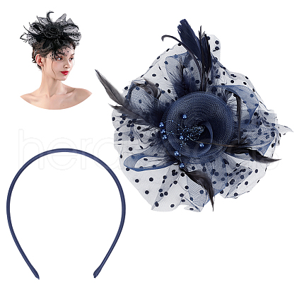 Polyester Mesh Veil Hair Bands OHAR-WH0034-12B-1
