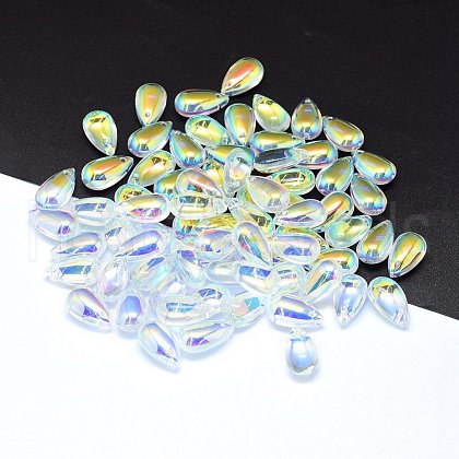 Transparent Glass Charms X-GLAA-H016-11K-1-1