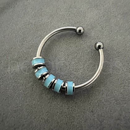 304 Stainless Steel Enamel Disc Beaded Adjustable Open Rings FS-WGAD8B0-04-1
