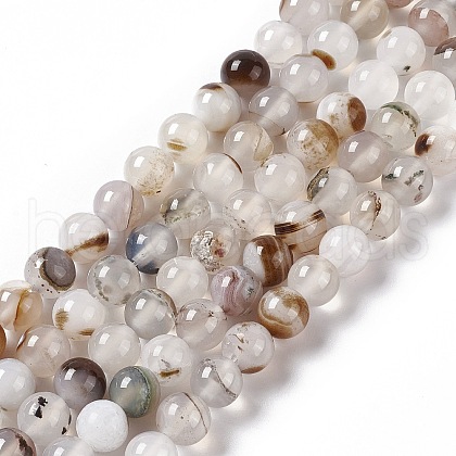 Natural Dendritic Agate Beads Strands X-G-C011-01B-1