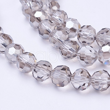 Faceted(32 Facets) Glass Round Beads Strands X-EGLA-J042-8mm-15-1