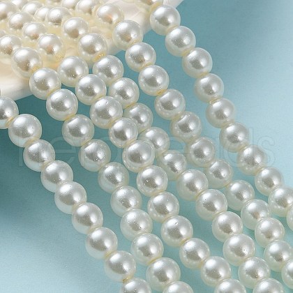 Baking Painted Pearlized Glass Pearl Round Bead Strands HY-Q003-6mm-02-1