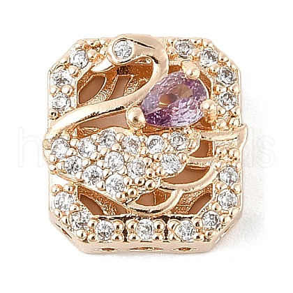 Brass Micro Pave Cubic Zirconia Beads KK-K297-31G-02-1