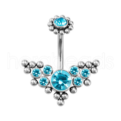 316L Surgical Stainless Steel Cubic Zirconia Wing 15 Gauge Belly Button Rings WG4371E-05-1