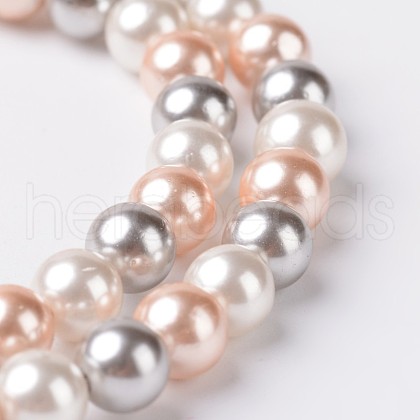 Round Shell Pearl Bead Strands X-BSHE-E007-8mm-01-1