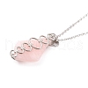 Rose Quartz Pendant Necklaces NJEW-E154-07P-1