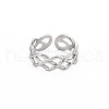 Non-Tarnish 304 Stainless Steel Rhombus Hollow Open Cuff Ring for Women RJEW-S405-214P-1