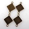 Vintage Tibetan Alloy Rhombus Cabochon Connector Bezel Settings TIBE-M016-03AB-NF-2