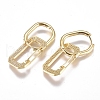 Brass Micro Pave Cubic Zirconia Dangle Huggie Hoop Earrings EJEW-G279-01G-01-2