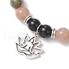 Natural Unakite & Multi-Moonstone Beaded Stretch Bracelets BJEW-JB11951-02-3