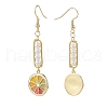 Shell Pearl with Enamel Lemon Dangle Earrings EJEW-TA00071-2
