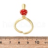 Brass Enamel Open Cuff Rings for Women RJEW-U057-25G-5