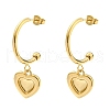 Ion Plating(IP) 304 Stainless Steel Heart Dangle Stud Earrings EJEW-C068-11G-1