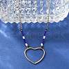 304 Stainless Steel & Blue Glass Beads Pendant Necklaces for Women NJEW-A045-26B-G-3