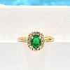 Brass Pave Cubic Zirconia Cuff Rings for Women RJEW-H247-13G-3