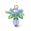 Glass with Round Shell Pearl and Acrylic Charms Pendants PALLOY-MZ00647-03-1
