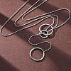 304 Stainless Steel Triple Ring Lariat Necklaces NJEW-R026-16P-2