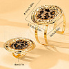 Oval with Leopard Print Pattern Alloy & Imitation Leather Cuff Bangles & Cuff Rings Sets FS-WG4B1E8-01-3