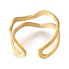 Wave 304 Stainless Steel Open Cuff Ring for Women RJEW-F161-02G-14-3