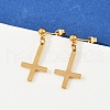 201 Stainless Steel Dangle Stud Earrings EJEW-P314-01A-G-3