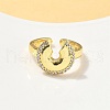 Brass Micro Pave Cubic Zirconia Open Cuff Rings RJEW-V009-11G-2
