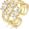Brass Micro Pave Cubic Zirconia Adjustable Cuff Rings for Women FS-WGFBE33-01-6