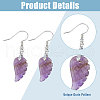 FIBLOOM 3 Pairs 3 Styles Natural Mixed Gemstone Wings Dangle Earrings with Brass Pins for Women EJEW-FI0003-19-5