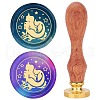 Brass Wax Seal Stamps with Wood Handle AJEW-WH0412-0102-1