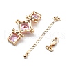 Brass & Cubic Zirconia & Glass Watch Band Clasps KK-G523-03G-02-2