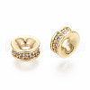 Brass Micro Pave Clear Cubic Zirconia Spacer Beads KK-S360-028-NF-3