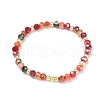 3Pcs 3 Colors Faceted Round Electroplate Glass Beads Stretch Bracelets for Women BJEW-JB11625-4