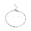 Non-Tarnish 304 Stainless Steel Dapped Link Chain Bracelets for Men Women STAS-B039-06P-1