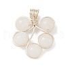 Natural Black Onyx(Dyed and Heated)/White Jade/Malaysia Jade/Rose Quartz/Quartz Crystal Copper Wire Wrapped Round Beaded Pendants PALLOY-JF03536-01-2