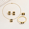 Rectangle Stainless Steel & Plastic Bracelets & Earrings & Necklaces & Rings Sets for Women GF9745-1-1