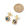 Natural Tiger Eye Bowknot Dangle Stud Earrings EJEW-MZ00348-5