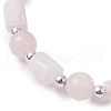 Natural Rose Quartz Round Beaded Stretch Bracelets for Women BJEW-JB11137-03-3