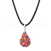 Glass Seed Beaded Teardrop Pendant Necklaces NJEW-MZ00069-01-2