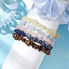 12 Constellation Natural Mixed Gemstone Chip Beaded Stretch Bracelets Sets for Women Men BJEW-JB10264-04-4
