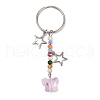 4Pcs Butterfly Glass Pendant Keychain KEYC-JKC01205-3