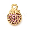 Brass Micro Pave Clear Cubic Zirconia Pendants KK-U065-05B-G-1